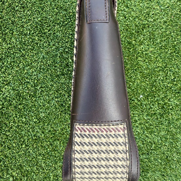 Vintage Lauren Ralph Lauren Houndstooth and Brown Leather Trim Shoulder HandBag - Picture 5 of 10